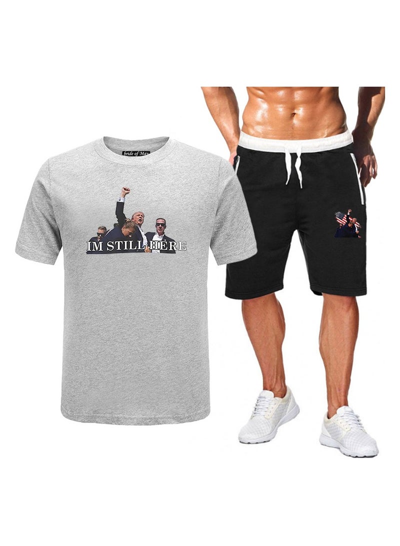 KUYING New Trump Print Short Sleeved Shorts Set - Image 1