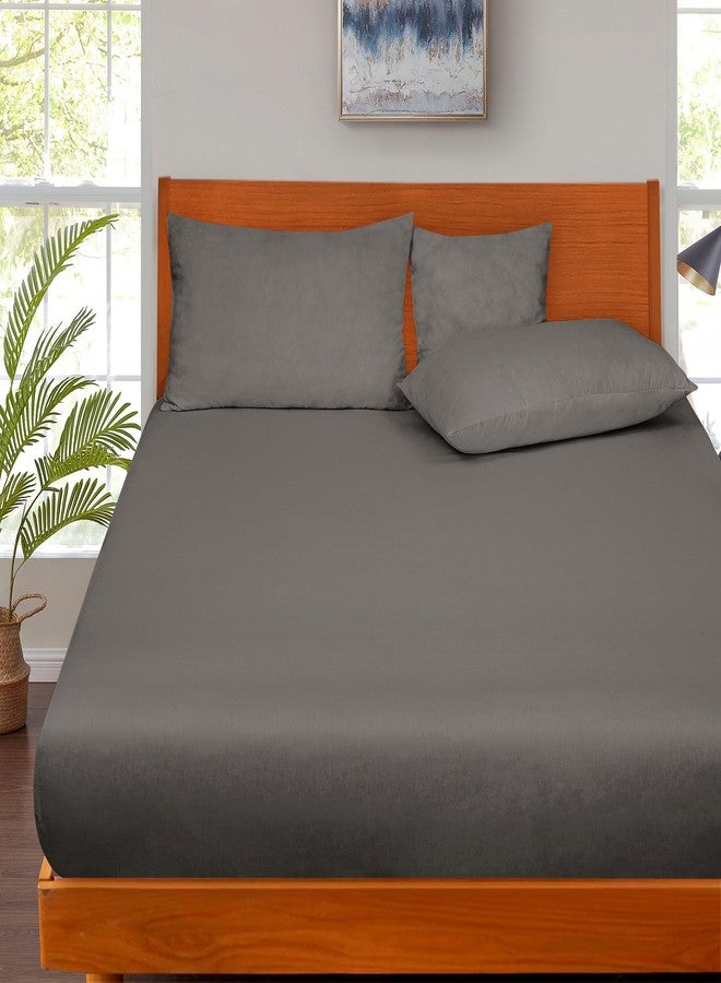 ROYALE LINENS ملاءة سرير رويال لينينز، 300 خيط، قطن ممشط طويل التيلة 100%، ملاءة سرير مزدوجة - ملاءة سفلية فائقة النعومة بجيب عميق - ملاءات مثبتة فقط - ملاءات مطاطية (مزدوج، رمادي) - Image 5