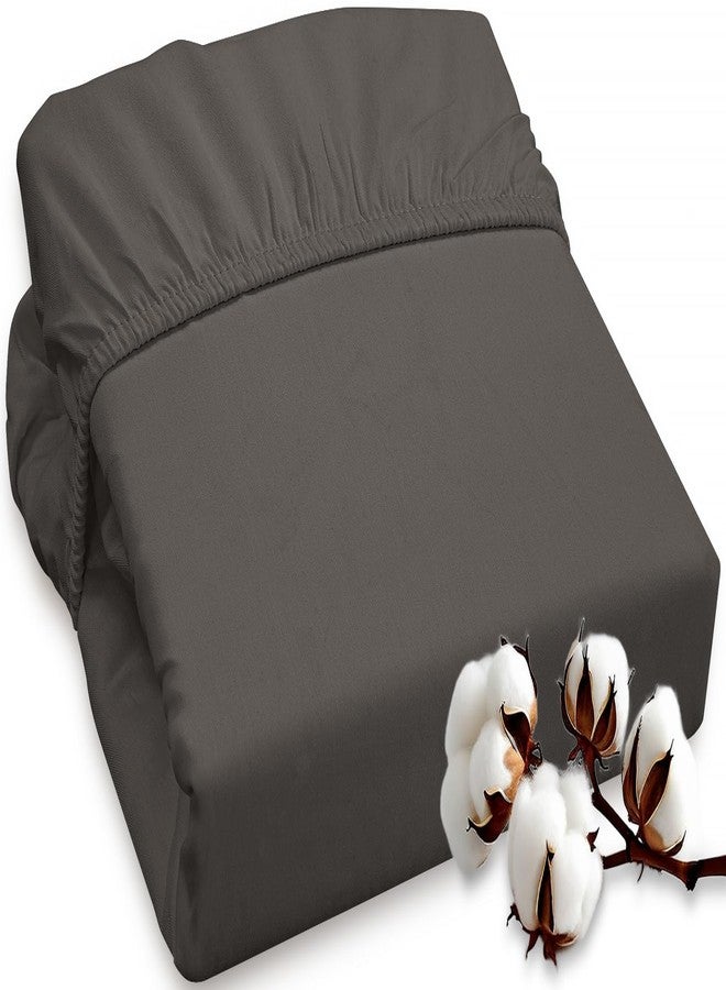 ROYALE LINENS ملاءة سرير رويال لينينز، 300 خيط، قطن ممشط طويل التيلة 100%، ملاءة سرير مزدوجة - ملاءة سفلية فائقة النعومة بجيب عميق - ملاءات مثبتة فقط - ملاءات مطاطية (مزدوج، رمادي) - Image 1