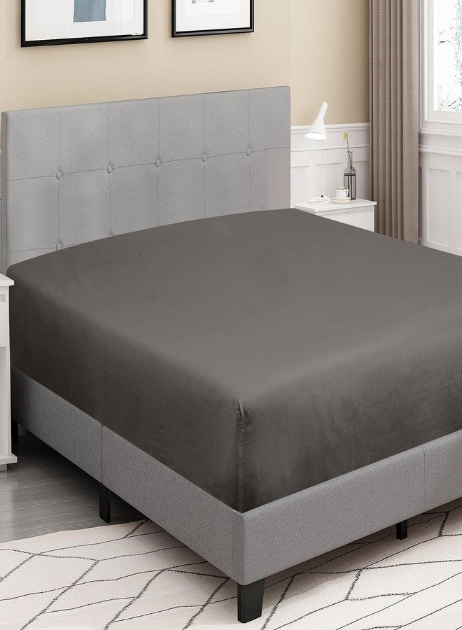 ROYALE LINENS ملاءة سرير رويال لينينز، 300 خيط، قطن ممشط طويل التيلة 100%، ملاءة سرير مزدوجة - ملاءة سفلية فائقة النعومة بجيب عميق - ملاءات مثبتة فقط - ملاءات مطاطية (مزدوج، رمادي) - Image 4