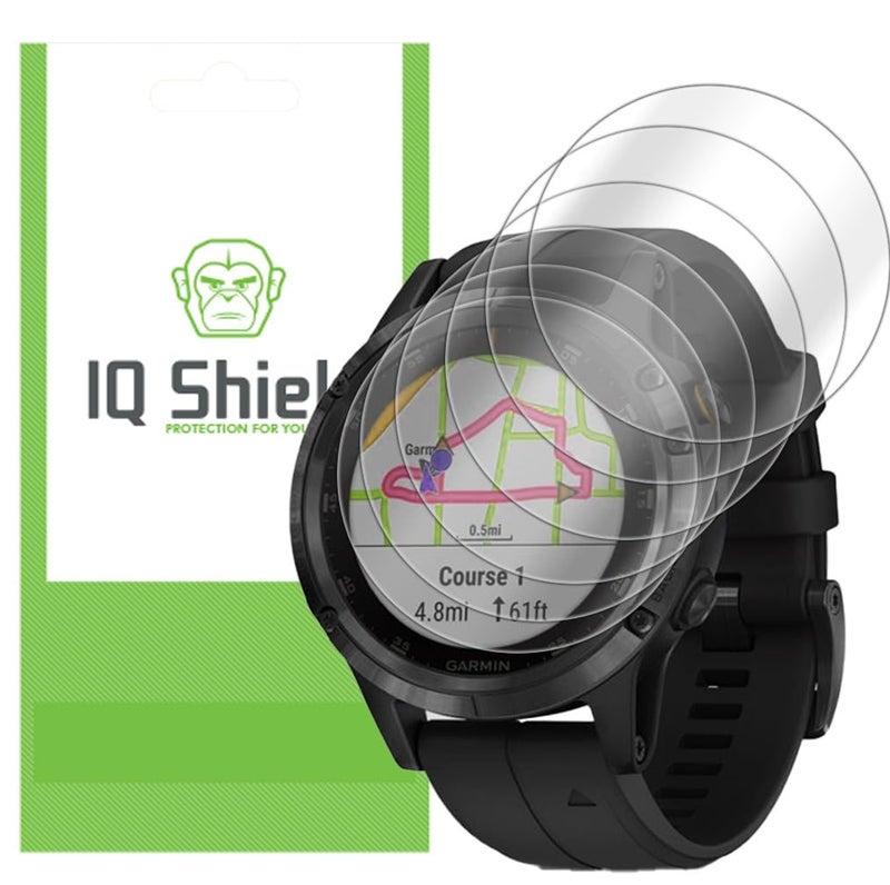 IQShield Screen Protector Compatible with Garmin Fenix 5 / Garmin Fenix 5 Plus (6-Pack) Anti-Bubble Clear TPU Film - Image 1