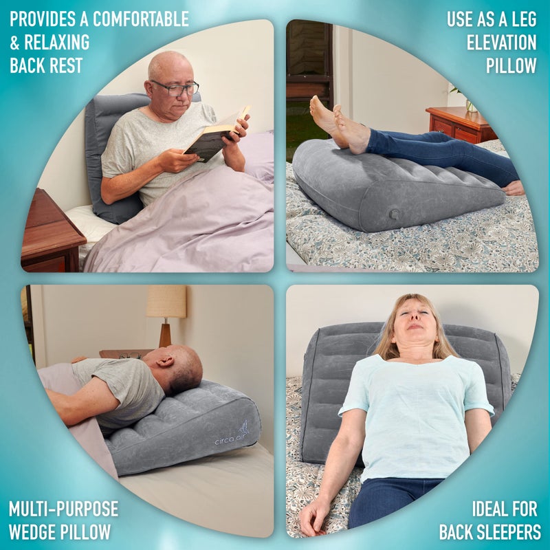 Circa Air Circa Air Inflatable Wedge Pillow - Travel Wedge Pillow for Sleeping Acid Reflux, After Surgery, Bed Wedge Pillow for Head Shoulder, Back, Knee, Leg Elevation Support, GERD, Snoring, Heartburn  - Image 4
