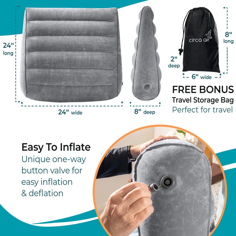 Circa Air Circa Air Inflatable Wedge Pillow - Travel Wedge Pillow for Sleeping Acid Reflux, After Surgery, Bed Wedge Pillow for Head Shoulder, Back, Knee, Leg Elevation Support, GERD, Snoring, Heartburn  - Image 3