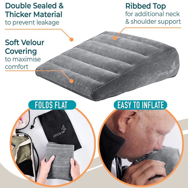 Circa Air Circa Air Inflatable Wedge Pillow - Travel Wedge Pillow for Sleeping Acid Reflux, After Surgery, Bed Wedge Pillow for Head Shoulder, Back, Knee, Leg Elevation Support, GERD, Snoring, Heartburn  - Image 5