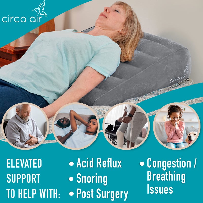 Circa Air Circa Air Inflatable Wedge Pillow - Travel Wedge Pillow for Sleeping Acid Reflux, After Surgery, Bed Wedge Pillow for Head Shoulder, Back, Knee, Leg Elevation Support, GERD, Snoring, Heartburn  - Image 2