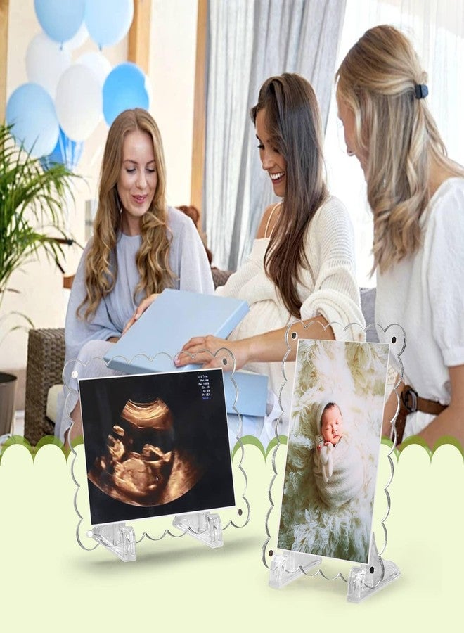Mlatnod Sonogram Picture Frame Dual, Magnetic Ultrasound Frame with Stand - 2 Pack Clear Acrylic Scalloped Edge for Pregnancy Announcement, Baby Shower Gifts - Image 4