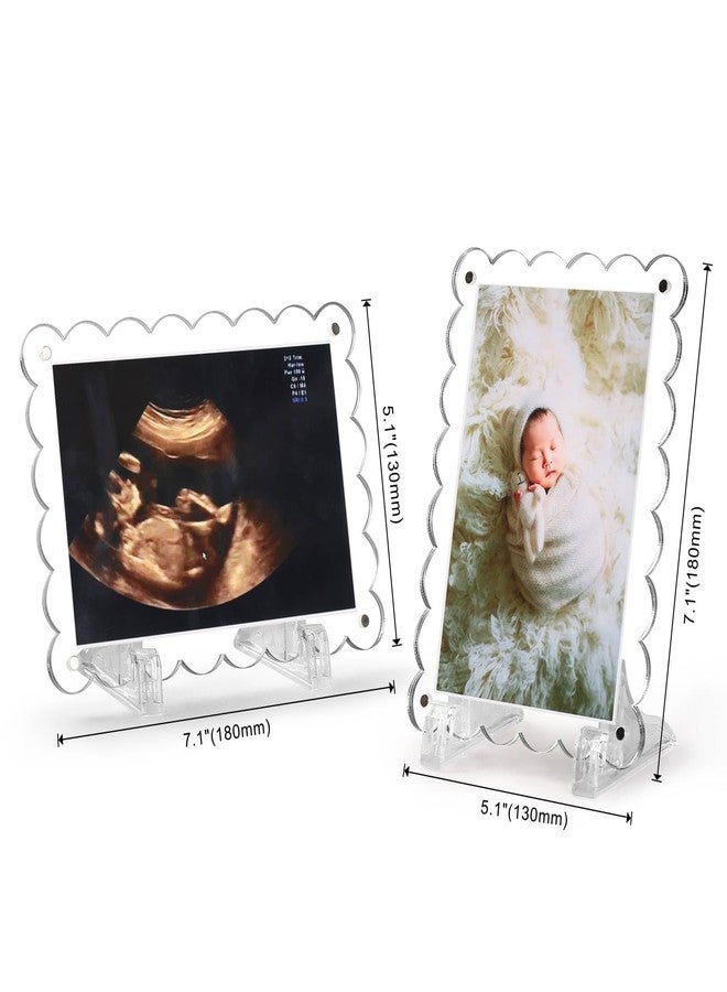 Mlatnod Sonogram Picture Frame Dual, Magnetic Ultrasound Frame with Stand - 2 Pack Clear Acrylic Scalloped Edge for Pregnancy Announcement, Baby Shower Gifts - Image 5