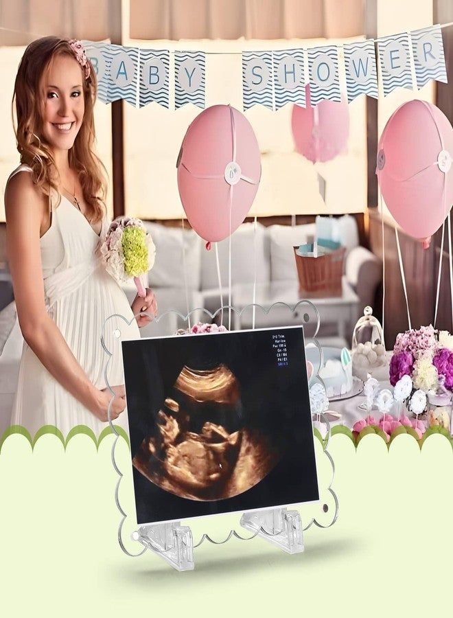 Mlatnod Sonogram Picture Frame Dual, Magnetic Ultrasound Frame with Stand - 2 Pack Clear Acrylic Scalloped Edge for Pregnancy Announcement, Baby Shower Gifts - Image 3