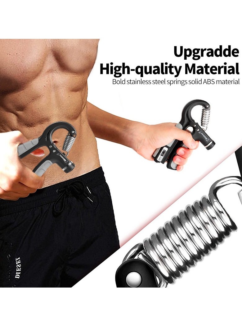 Hand Grip Strengthener, Stainless Steel Spring, Anti-slip Handle, Adjustable Finger Grip, Countable Up to 2 Digits, Black