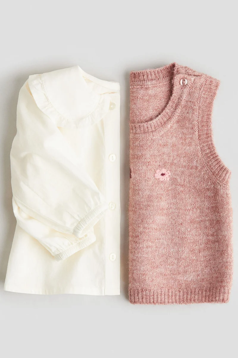 H&M 2-piece blouse and sweater vest set