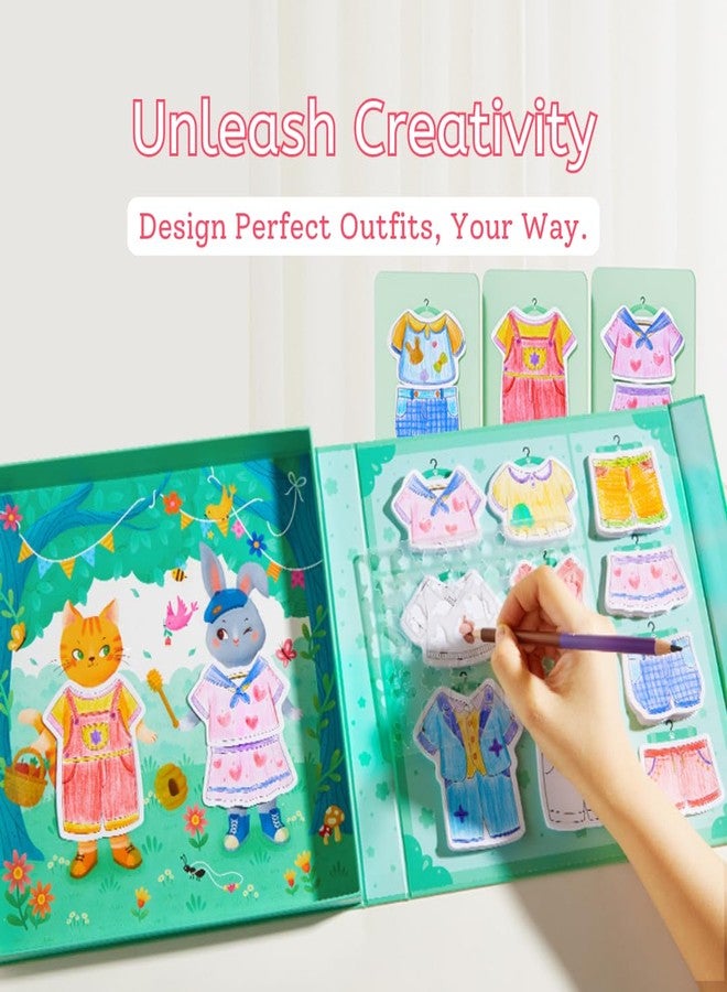 Mideer Paper Doll Kits, Reuseable Dress Up Paper Doll with Storage Box, DIY Dress Up Games for Girls Ages 4-7, Kids Fashion Design Kit with 240 Colorable Clothing Stickers and Dual Tip Colored Pencils - Image 5