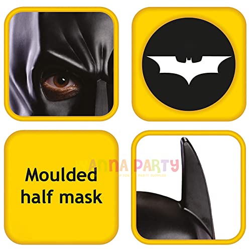 Wanna Party قناع نصف وجه بطل خارق للحفلات - بلاستيك صلب أسود لملحقات أزياء تنكرية للهالوين، الحفلات، والكوسبلاي - يناسب البالغين والأطفال، تصميم خفيف الوزن ومتين - Image 4