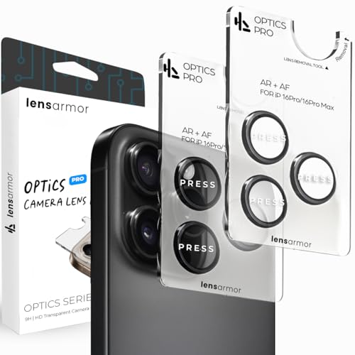 Lensarmor Compatible with iPhone 16 Pro Max Black Titanium Camera Lens Protector (2-Pack) – 9H Tempered Glass, Anti-Scratch, Stealth Protection with Alignment Frame - Image 1