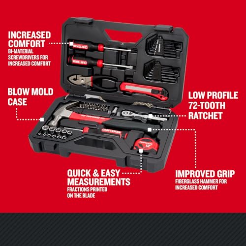 CRAFTSMAN 57 Piece Mechanics Tool Set Home Tool Set, Sockets, Ratchet, Screwdrivers, Hammer, Pliers, Hex Keys, Specialty Bits Hand Tools (CMMT99447) - Image 2