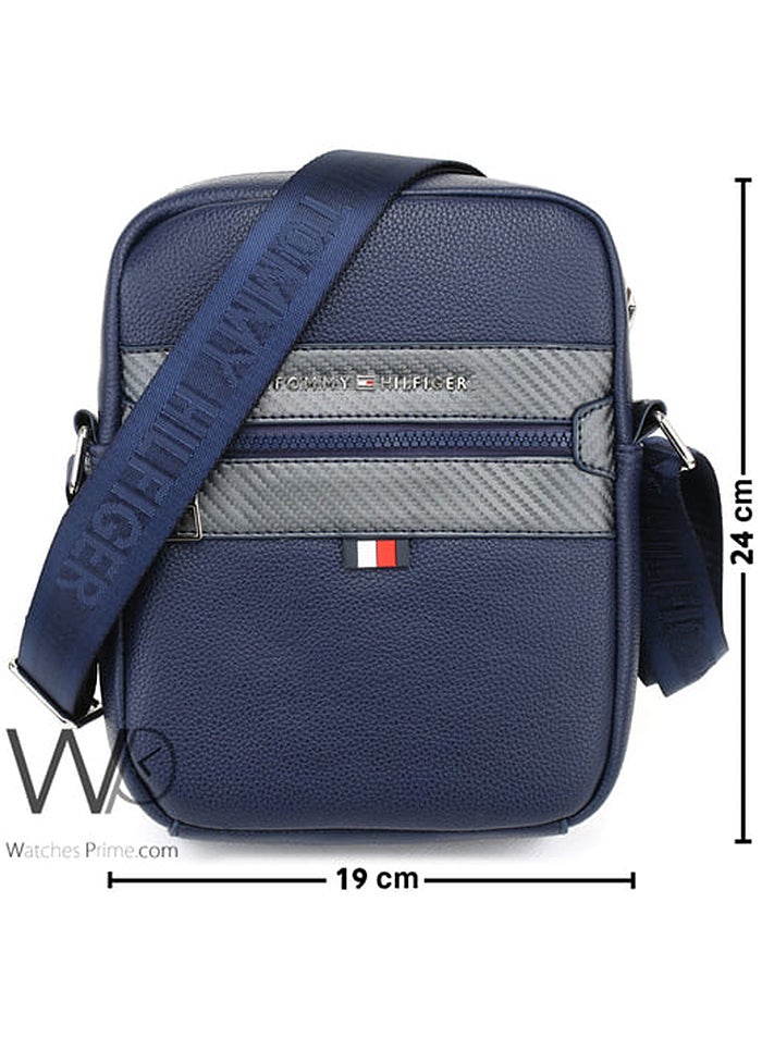 Tommy Hilfiger Plus Blue Leather Tommy Hilfiger Crossbody Messenger Men Bag  - Image 3