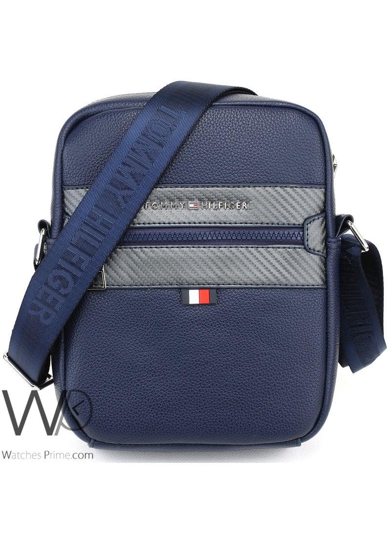 Tommy Hilfiger Plus Blue Leather Tommy Hilfiger Crossbody Messenger Men Bag  - Image 1