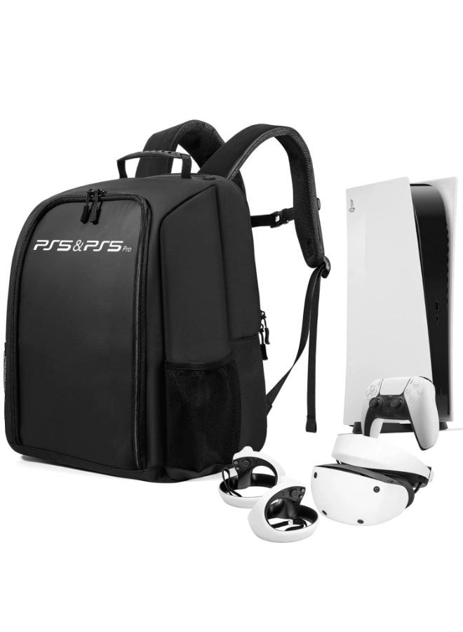 XICEN Large Capacity Backpack for PS5 Pro/PS5 Slim/PS5, Protective Travel Carrying Case, Storage Bag with Zippered Pocket for PlayStation 5, 15.6in Laptop, Headphones, Game Discs and Accessories  - Image 1
