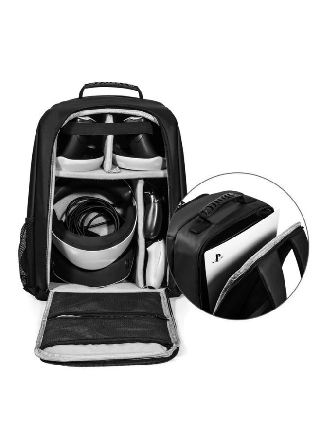 XICEN Large Capacity Backpack for PS5 Pro/PS5 Slim/PS5, Protective Travel Carrying Case, Storage Bag with Zippered Pocket for PlayStation 5, 15.6in Laptop, Headphones, Game Discs and Accessories  - Image 4