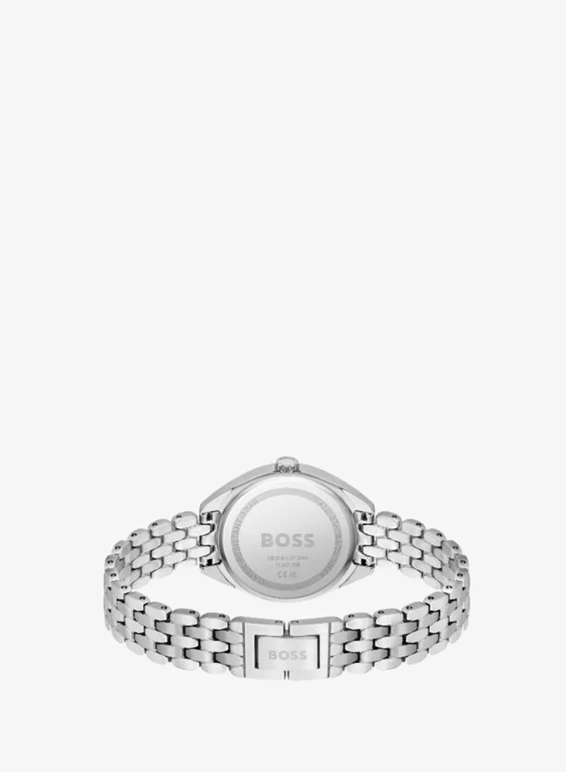 BOSS Women's Quartz Watch, Silver-White Dial, Stainless Steel Strap