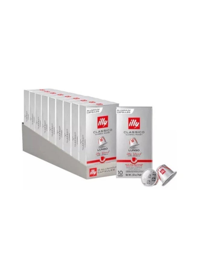 illy Lungo Classico Coffee Capsules - 10*10 = 100 Capsules