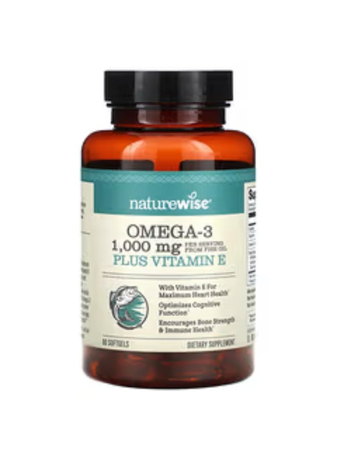 NatureWise, Omega 3 Plus Vitamin E, 60 Softgels