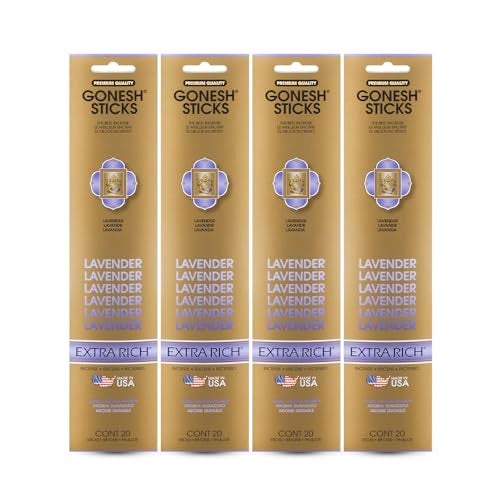 Gonesh - Extra Rich Scented Incense Sticks - Non-Toxic 10” Slow Burn Aromatic Sticks - Lavender - 80 Pack - Image 1