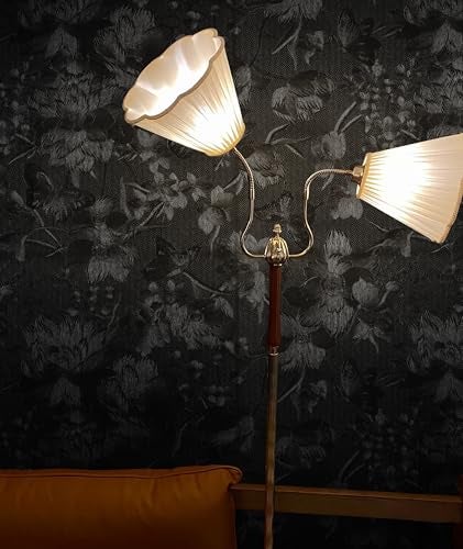 Erfoni 118"x15.7" Black Wall Paper Embossed Floral Peel and Stick Wallpaper Vintage Black Flower Textured Embossed Contact Paper DIY Removable Self Adhesive Wallpaper for Countertop Cabinets Decor - Image 2