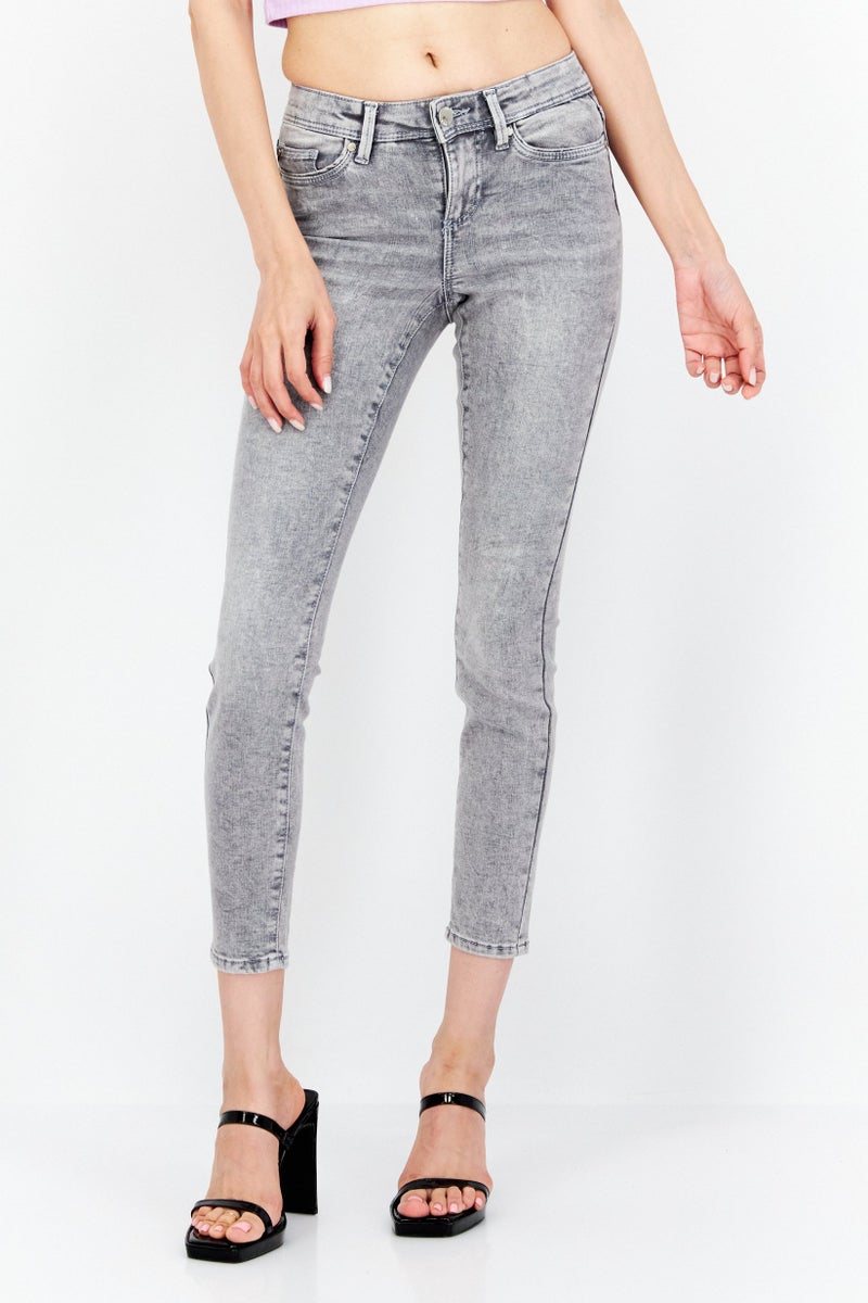 ONLY جينز ضيق للنساء، مغسول وقابل للتمدد، رمادي متوسط - Image 1