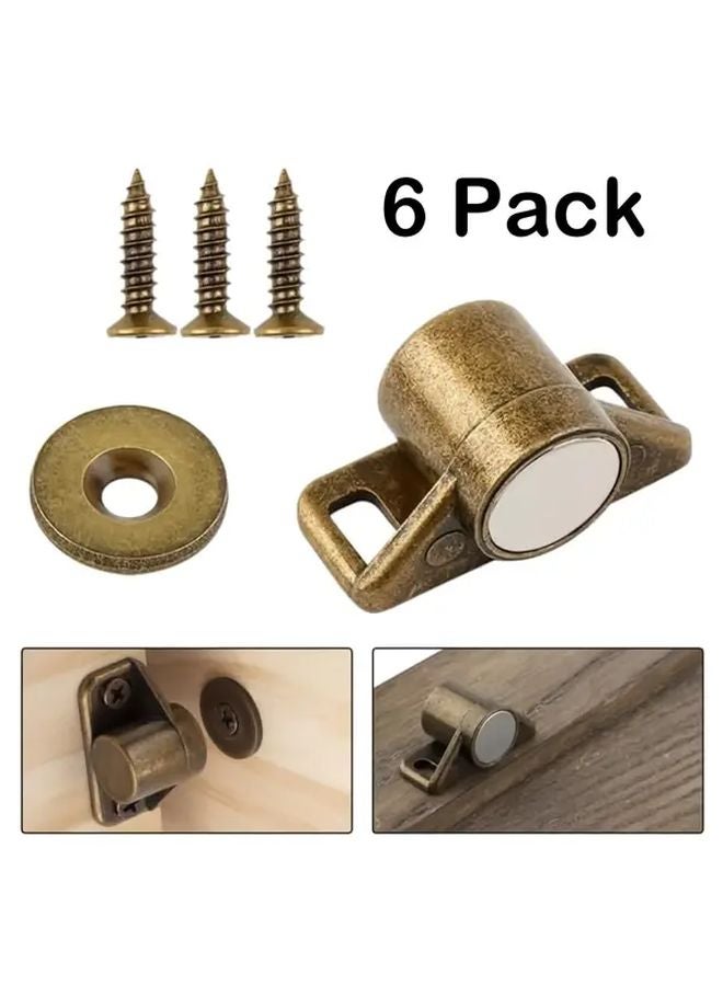 6 Packs Bronze Magnetic Door Latch Push Buckle Cabinet Wardrobe Drawer Closer Retro Hardware - Image 1