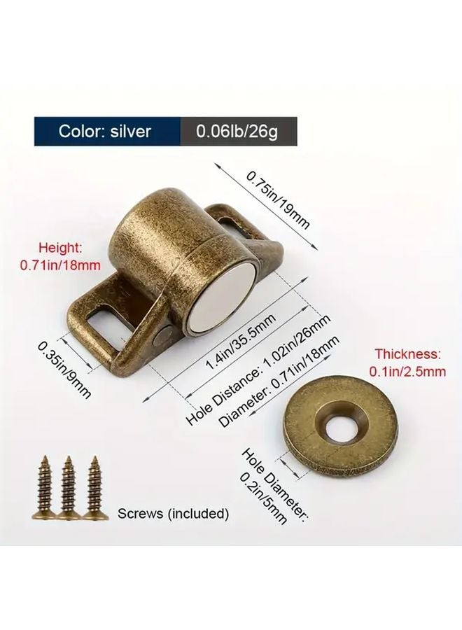 6 Packs Bronze Magnetic Door Latch Push Buckle Cabinet Wardrobe Drawer Closer Retro Hardware - Image 4