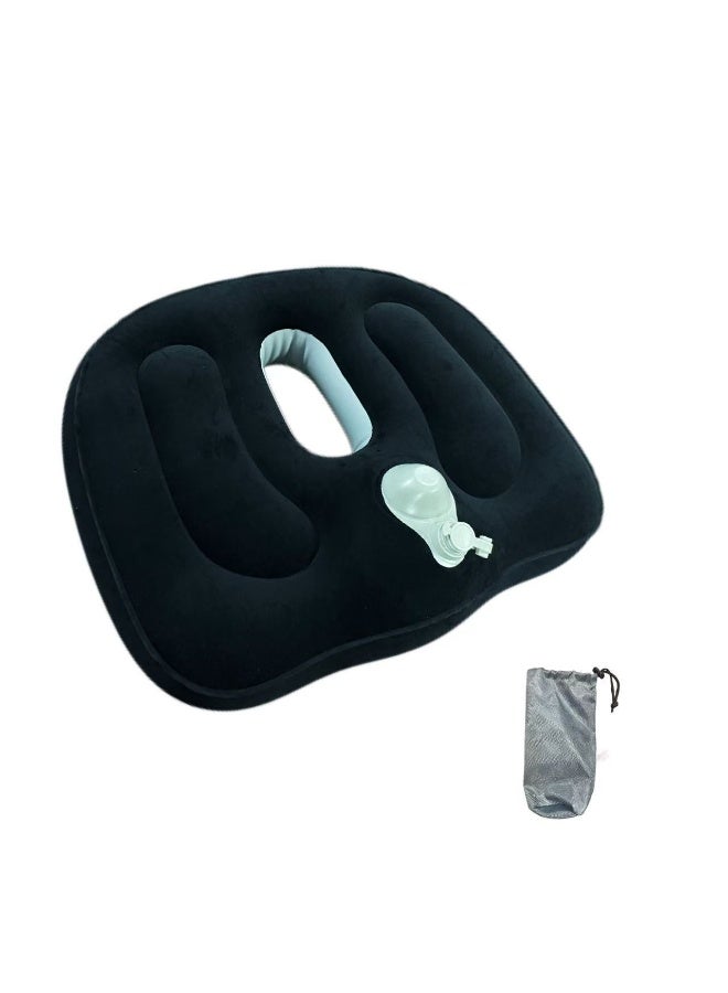 48*36cm,Office Inflatable Seat Cushion Anti Hemorrhoid Velvet Hollow Design Pressure Relief Cushion for Long Sitting - Image 1