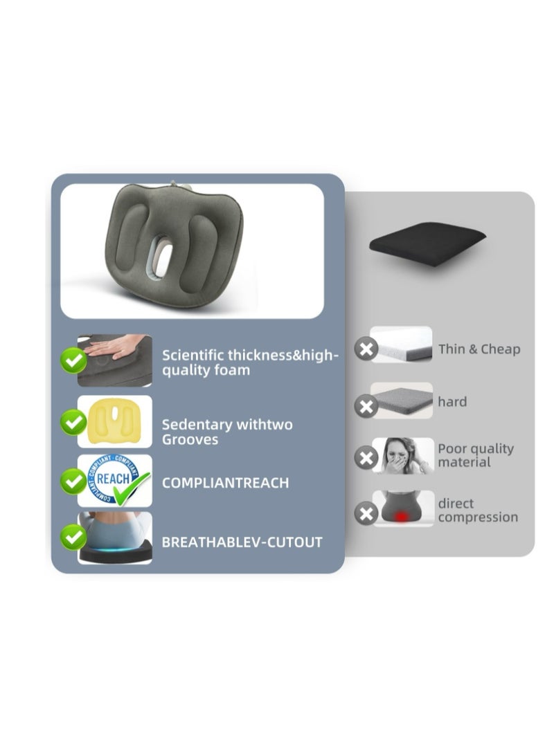 48*36cm,Office Inflatable Seat Cushion Anti Hemorrhoid Velvet Hollow Design Pressure Relief Cushion for Long Sitting - Image 2