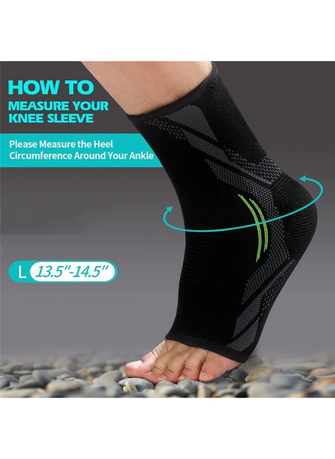 Generic Ankle Compression Braces 1 Pair Ankle Sleeves for Ankle Sprains, Injury Recovery, Joint Pain, Achilles Tendonitis Support, Plantar Fasciitis Socks Reduce Swelling and Heel Pain (L) Nylon  - Image 2