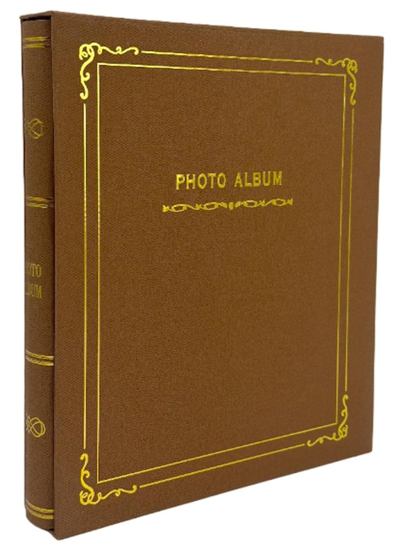 Decorhills Decorhills Photo Album Scrapbook with Slip in Cover, Premium Photo Organizer for Family, Weddings, Travel, and Special Memories, 8 Slots x 50 Pages, 400 Photo Slots, Photo Size 4x6 Inch - Brown - Image 1