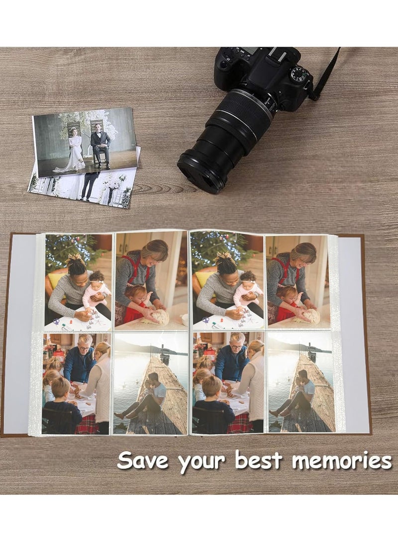 Decorhills Decorhills Photo Album Scrapbook with Slip in Cover, Premium Photo Organizer for Family, Weddings, Travel, and Special Memories, 8 Slots x 50 Pages, 400 Photo Slots, Photo Size 4x6 Inch - Brown - Image 2
