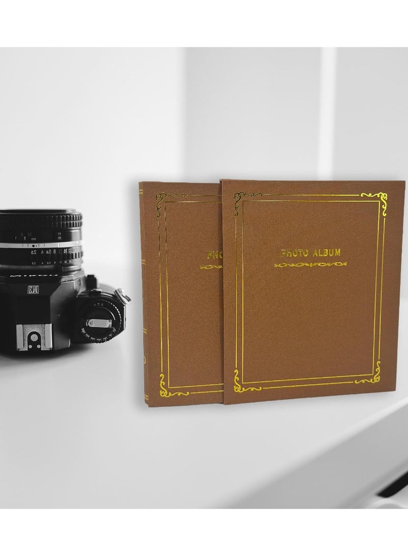 Decorhills Decorhills Photo Album Scrapbook with Slip in Cover, Premium Photo Organizer for Family, Weddings, Travel, and Special Memories, 8 Slots x 50 Pages, 400 Photo Slots, Photo Size 4x6 Inch - Brown - Image 4