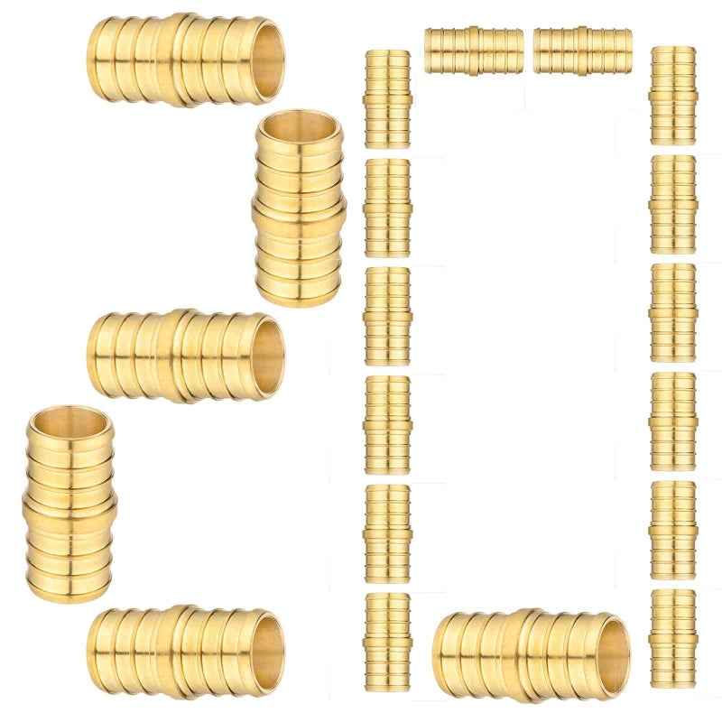 Lidertik 20 Pack Lidertik PEX Fittings 34 inch Straight Coupling Connector 34 PEX F1807 to 34 PEX F1807 Crimp Pipe Fitting Brass - Image 2