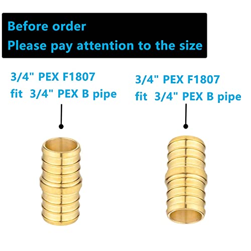 Lidertik 20 Pack Lidertik PEX Fittings 34 inch Straight Coupling Connector 34 PEX F1807 to 34 PEX F1807 Crimp Pipe Fitting Brass - Image 3