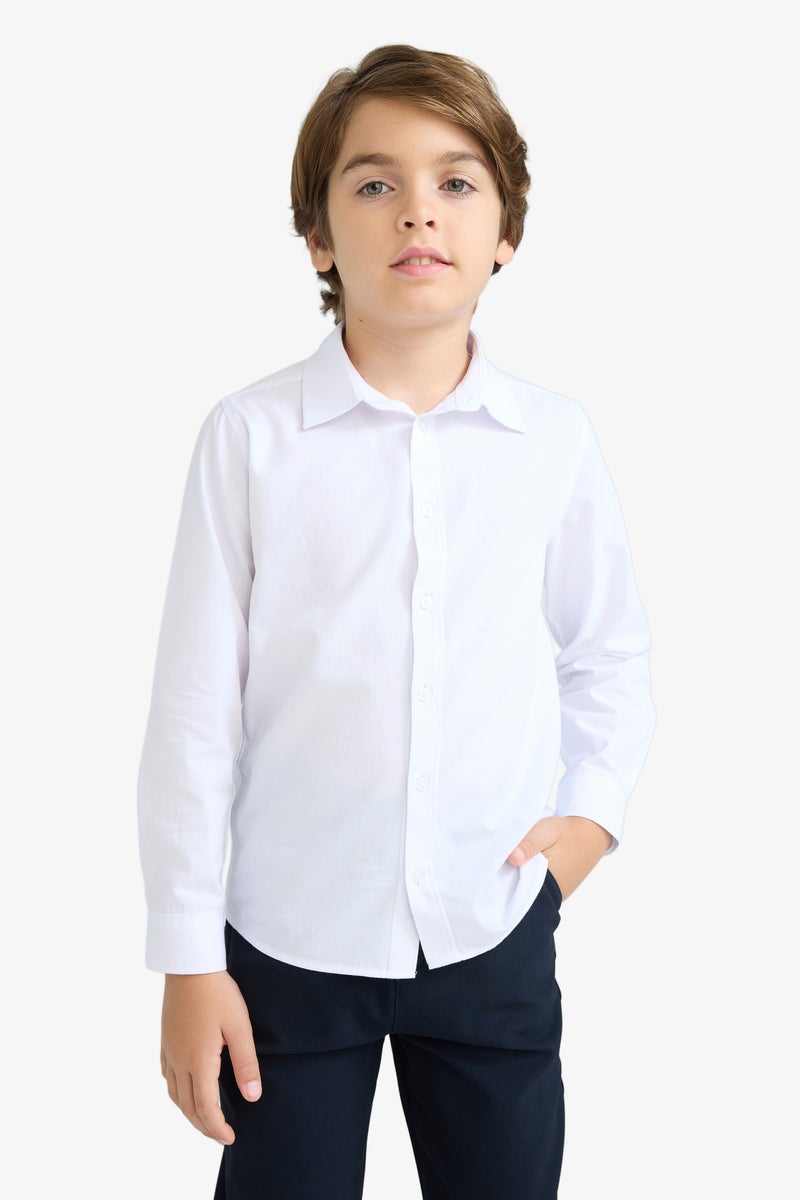 ديفاكتو قميص بولو اولادي كم طويل بوبلين قصة عادية - Image 1