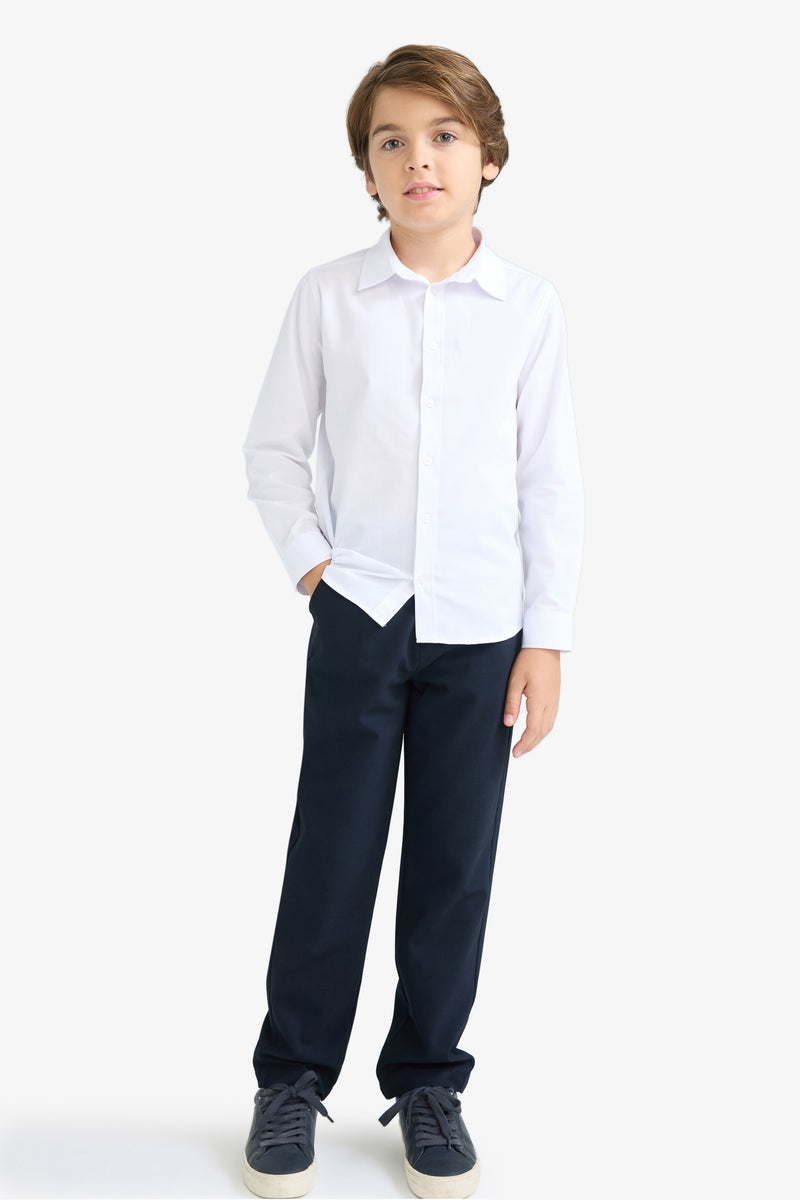 ديفاكتو قميص بولو اولادي كم طويل بوبلين قصة عادية - Image 2