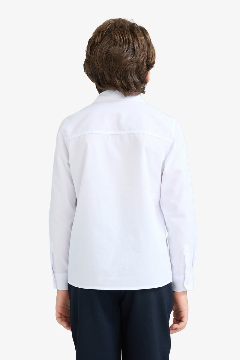 ديفاكتو قميص بولو اولادي كم طويل بوبلين قصة عادية - Image 4