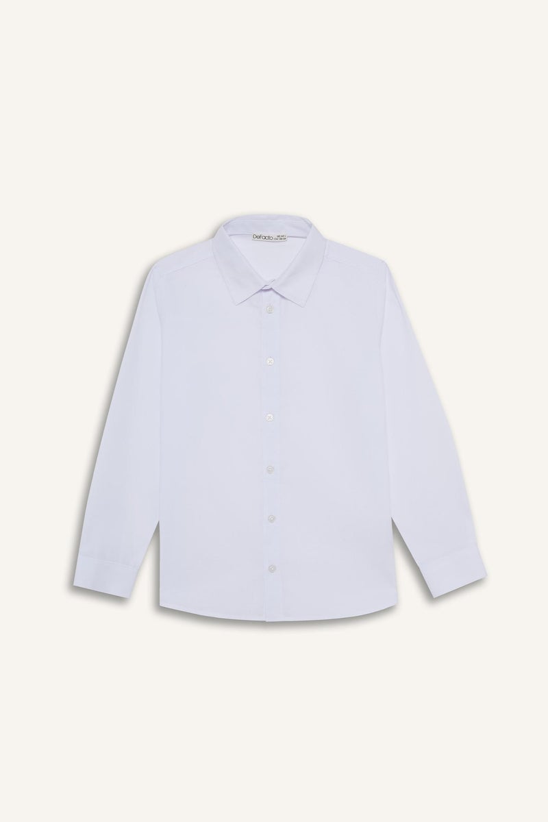 ديفاكتو قميص بولو اولادي كم طويل بوبلين قصة عادية - Image 5