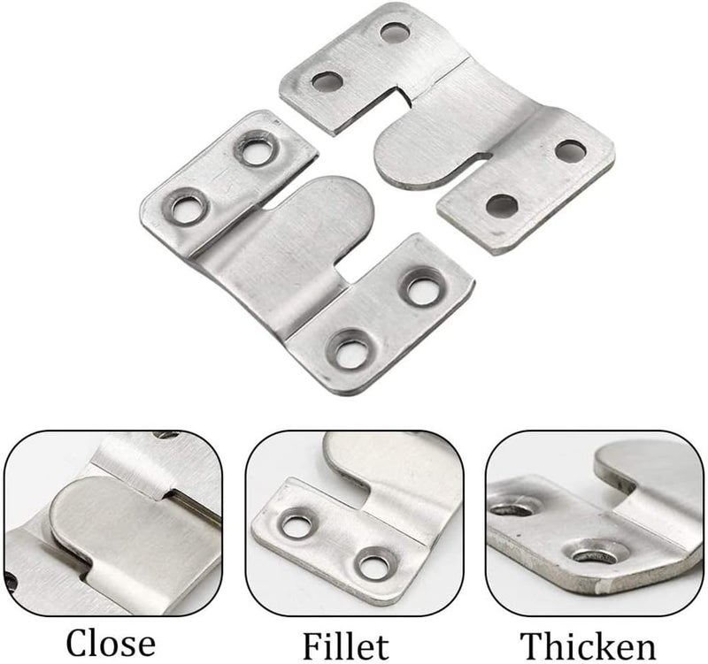 Zikra Flush Mount Bracket, Interlocking Furniture Connector, Stainless Steel Heavy Duty Photo Frame Hook Picture Hanger for Large Picture Display Art Gallery Wall Mount Hardware (Large-8 Pairs) - Image 3