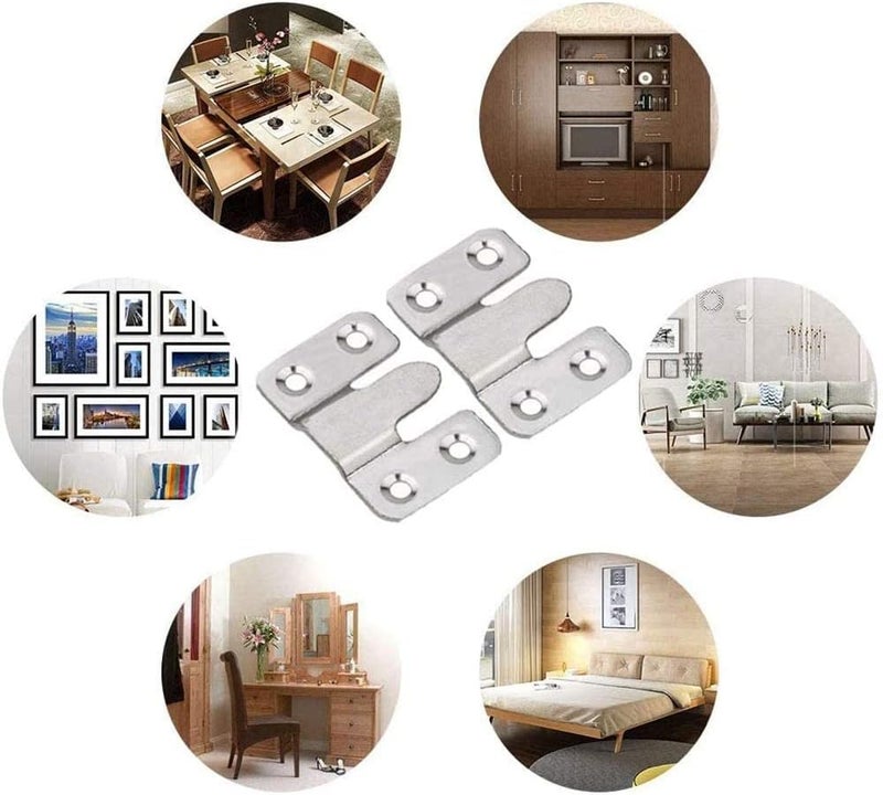 Zikra Flush Mount Bracket, Interlocking Furniture Connector, Stainless Steel Heavy Duty Photo Frame Hook Picture Hanger for Large Picture Display Art Gallery Wall Mount Hardware (Large-8 Pairs) - Image 2