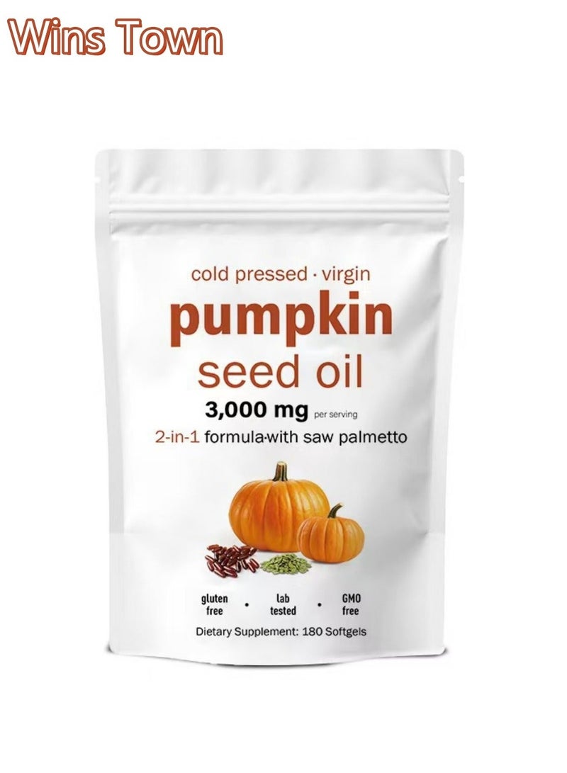 Wins Town Pumpkin Seed Oil Capsules,Premium Pumpkin Seeds Oil Supplement, Supports Urinary, Bladder And Prostate Health 180 Counts - Image 1