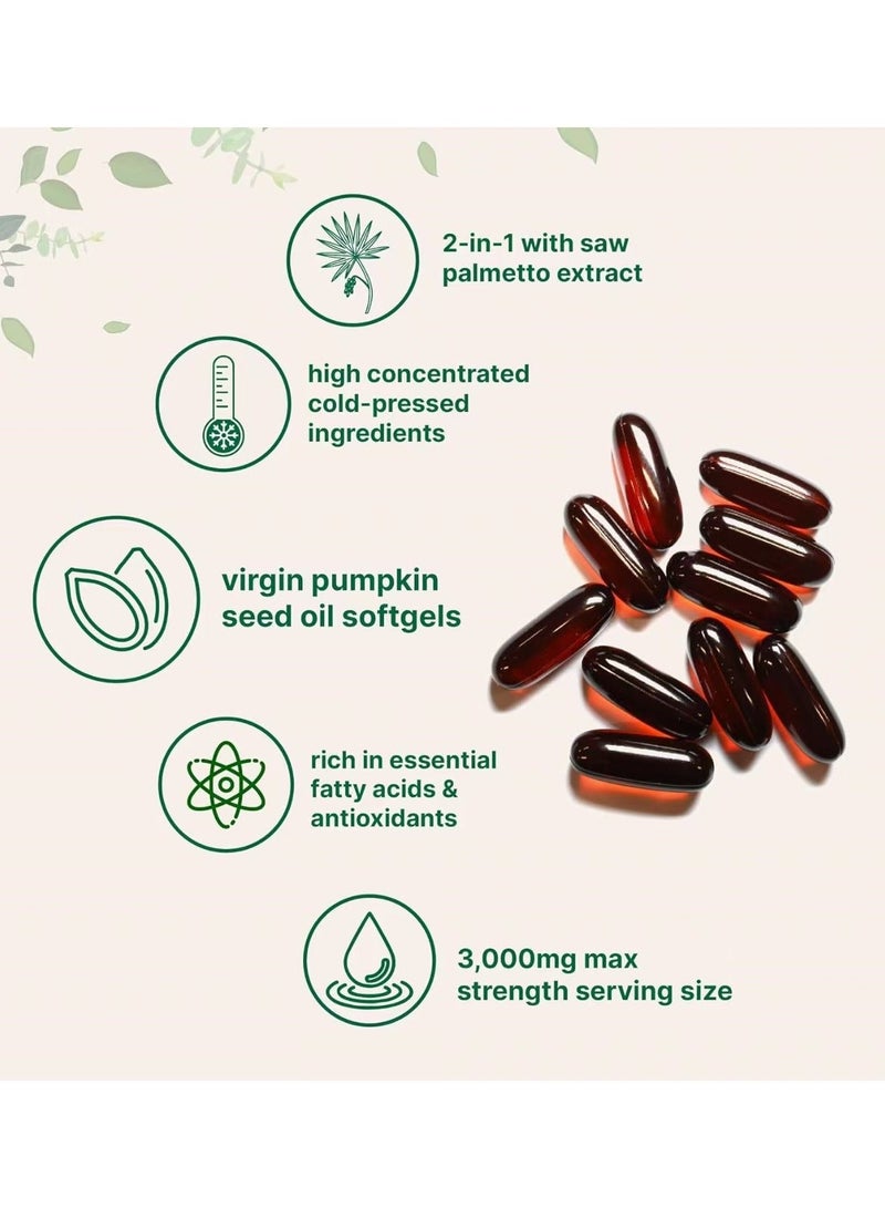 Wins Town Pumpkin Seed Oil Capsules,Premium Pumpkin Seeds Oil Supplement, Supports Urinary, Bladder And Prostate Health 180 Counts - Image 2