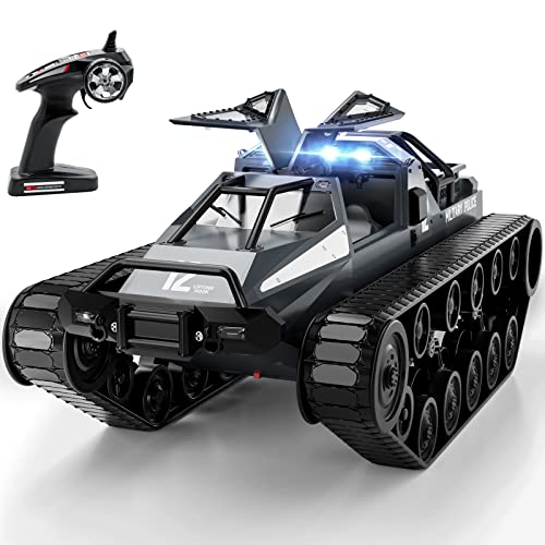 Supdex RC Tank Car 112 Remote Control Crawler 12KMH High Speed Tank 24Ghz RC Rock Crawler OffRoad 4WD 360Rotating Drifting Car with Rechargeable BatteryMilitary Truck Toy for Adults and Kids - Image 1
