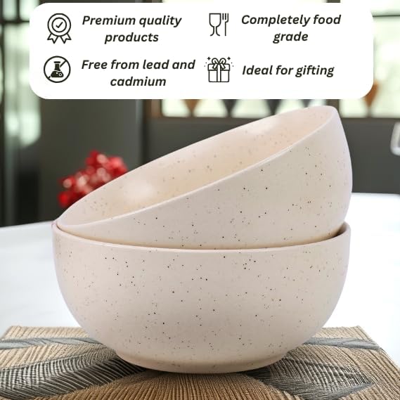 Niyara Ceramic Printed Bowl Set of 2 | Premium Serving Bowls for Snacks, Soup & Desserts | Microwave & Dishwasher Safe (Glossy White) - Image 4