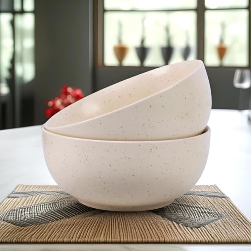 Niyara Ceramic Printed Bowl Set of 2 | Premium Serving Bowls for Snacks, Soup & Desserts | Microwave & Dishwasher Safe (Glossy White) - Image 1