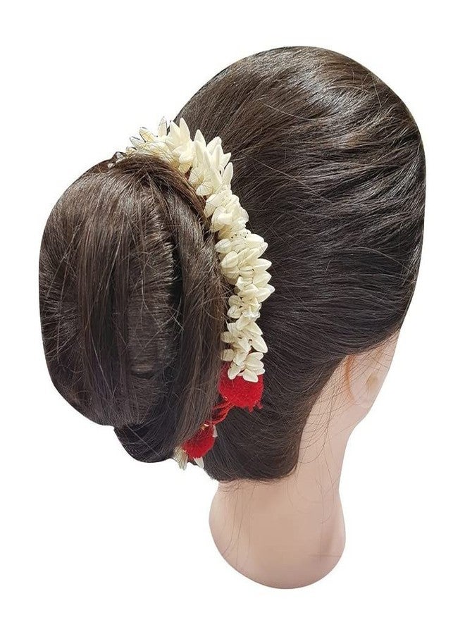 CHANDERKASH Pack of 3, Hair Accessories Set Combo of Hair Flower Gajra/Veni & 2 Pcs Zig Zag Metal Hair Band - Image 3